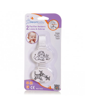 LION AND ZEBRA PACIFIER HOLDER 2 PACK