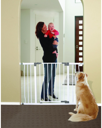 LIBERTY XTRA-WIDE HALLWAY SECURITY GATE WITH SMART STAY-OPEN FEATURE - WHITE